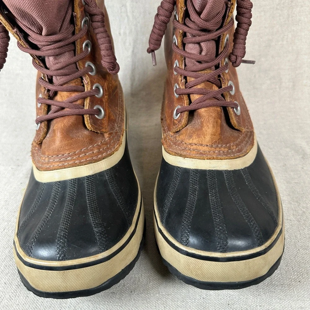 Sorel 1964 Waterproof Leather Winter Snow Boots 9 Brown Duck Boot winter‎ rain